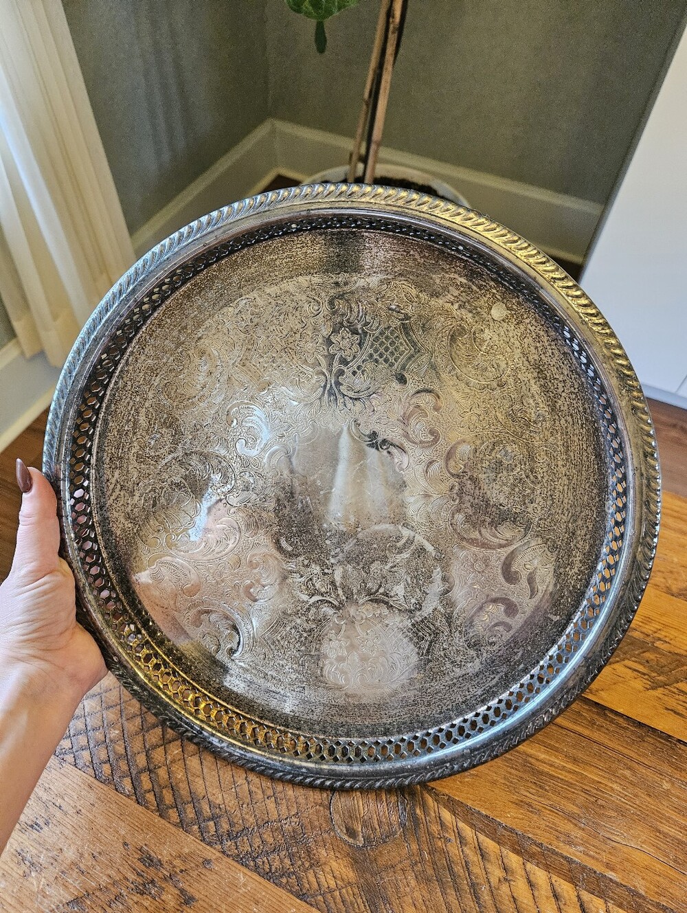 Vintage Silver Plated Ornate Tray